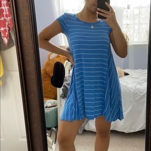 Blue striped T shirt dress